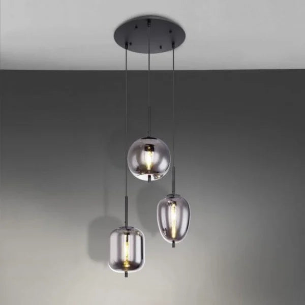 ObsidianHalo Smoked Glass Bowl Pendant Light Variants