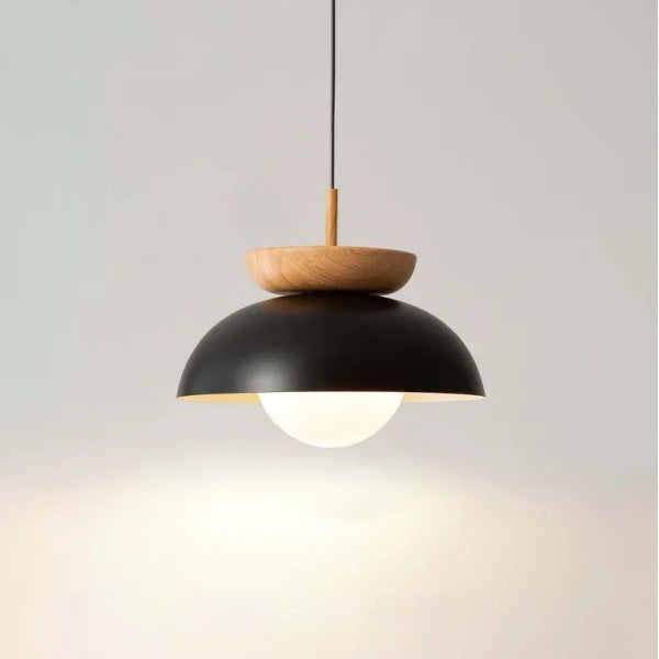 Norrin Nordic Half-Wood Pendant Light With Water-Transfer Wood Finish