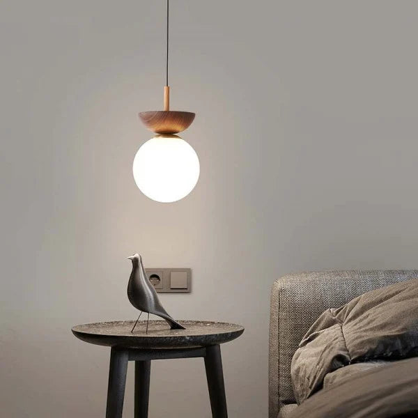 Norrin Nordic Half-Wood Pendant Light With Water-Transfer Wood Finish