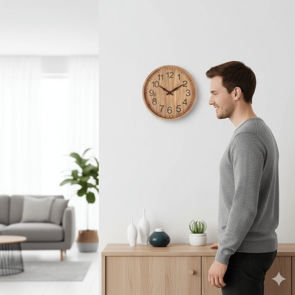 Horloge murale silencieuse en bois TimberGlow avec charme naturel