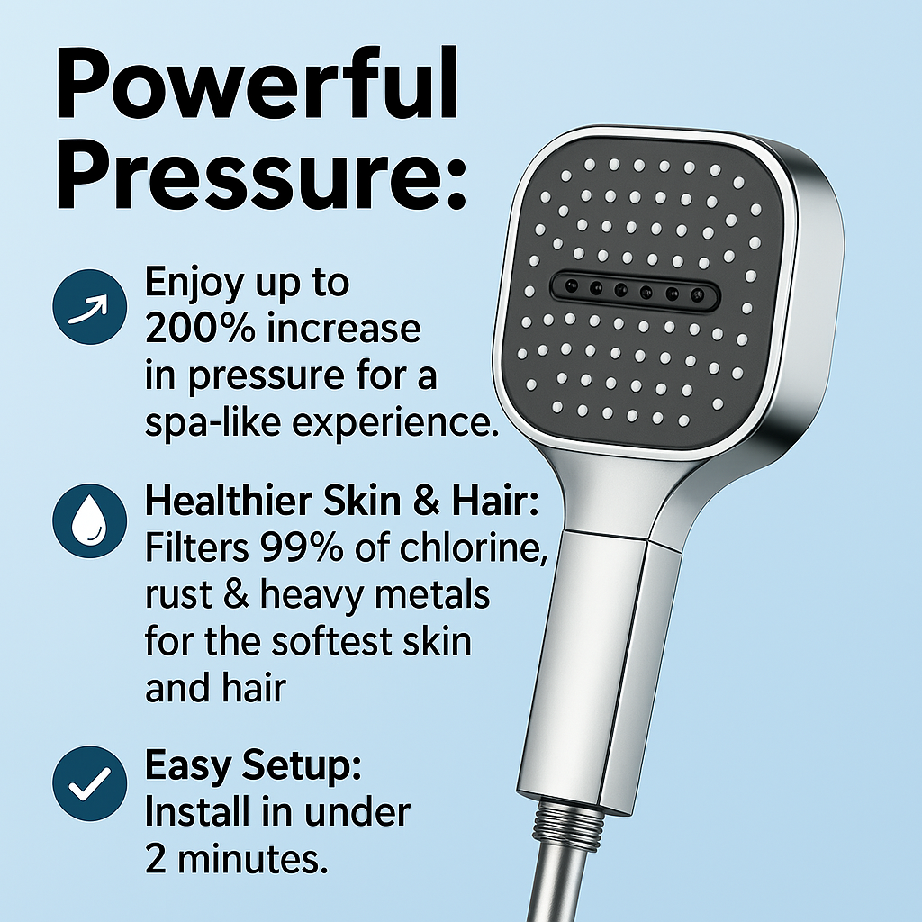 High-Pressure Shower Head With Turbo Boost Filtration For Hair