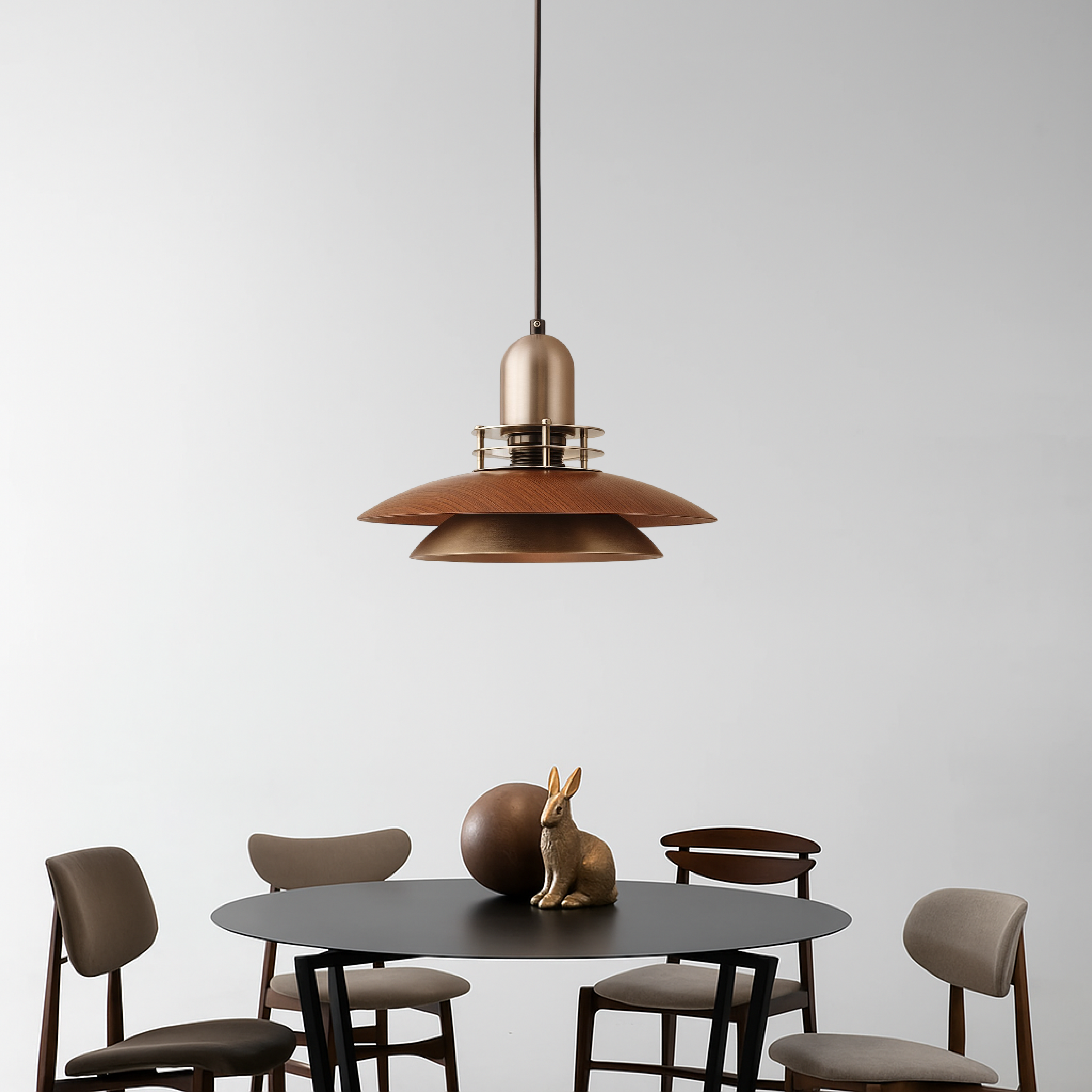 Lunera | Layered Walnut Wood Pendant Lamp For Dining