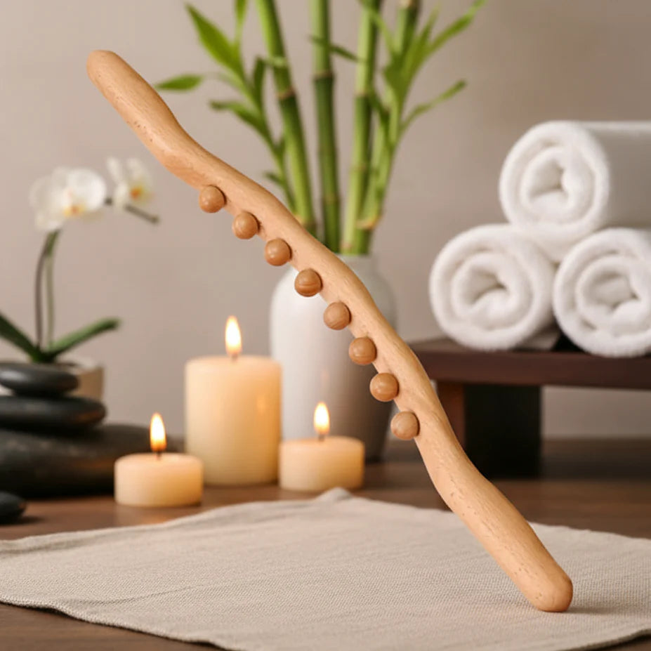 Woodora Pro Natural Wooden Gua Sha Massage Stick For Full Body Muscle Relief