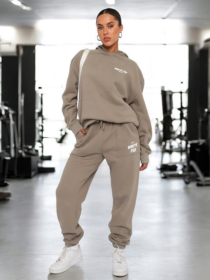 Women's Pink Cotton Blend Hoodie And Joggers Lounge Set