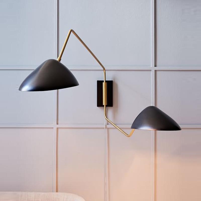 Marcellin Two-Arm Duckbill Wall Lamp With Swing Arms by Arverne Lighting Retro Mid Century Modern Sconce
