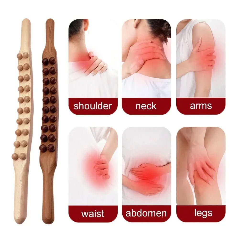 Woodora Pro Natural Wooden Gua Sha Massage Stick For Full Body Muscle Relief