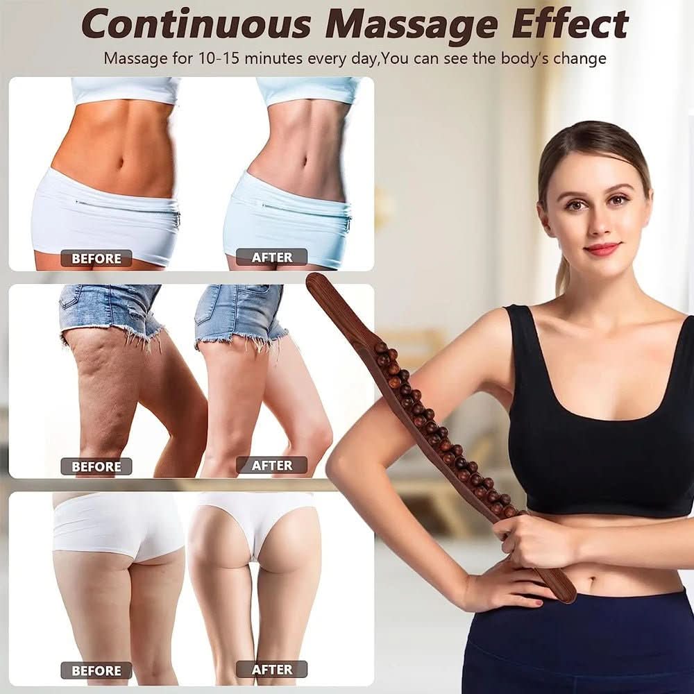 Woodora Pro Natural Wooden Gua Sha Massage Stick For Full Body Muscle Relief